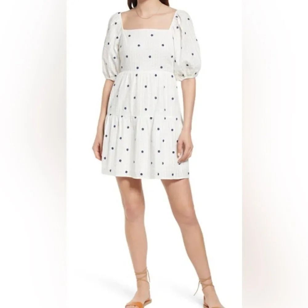Rails Selene Navy Embroidered Daisies Mini Summer Dress